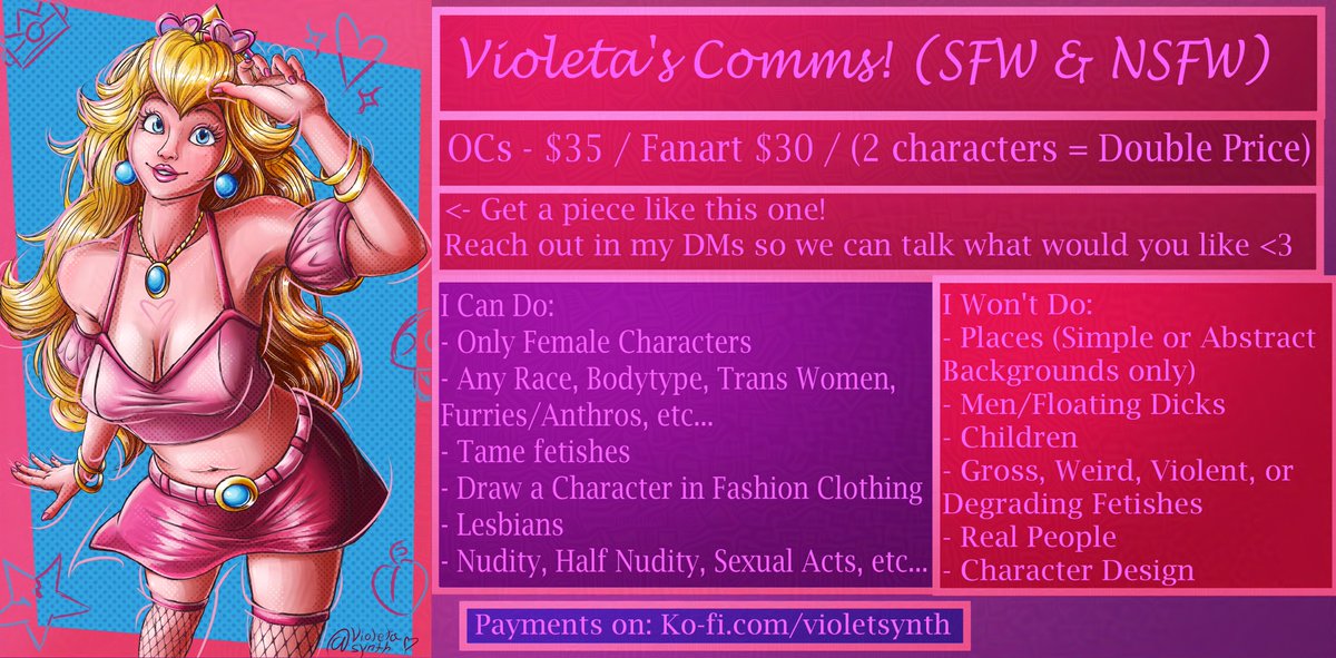 And we're open again!! ✨
This time I'll offer 6 slots, and the option to do 2 characters together!
Feel free to send me a dm so you can get one, or if you have any questions!
I'll be waiting 😊💖