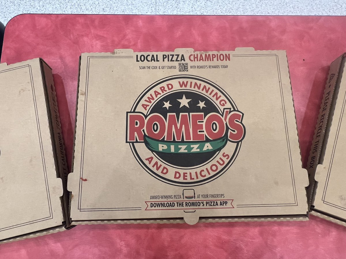 Huge thank you to owners Mark (LaGrange) and Rob (Elyria) from Romeo’s Pizza for their donation and support of our Elyria High School teachers and staff! <a href="/Romeospizza/">Romeo's Pizza</a> <a href="/ElyriaHigh/">Elyria High School</a> <a href="/ElyriaSchools/">Elyria City Schools</a>