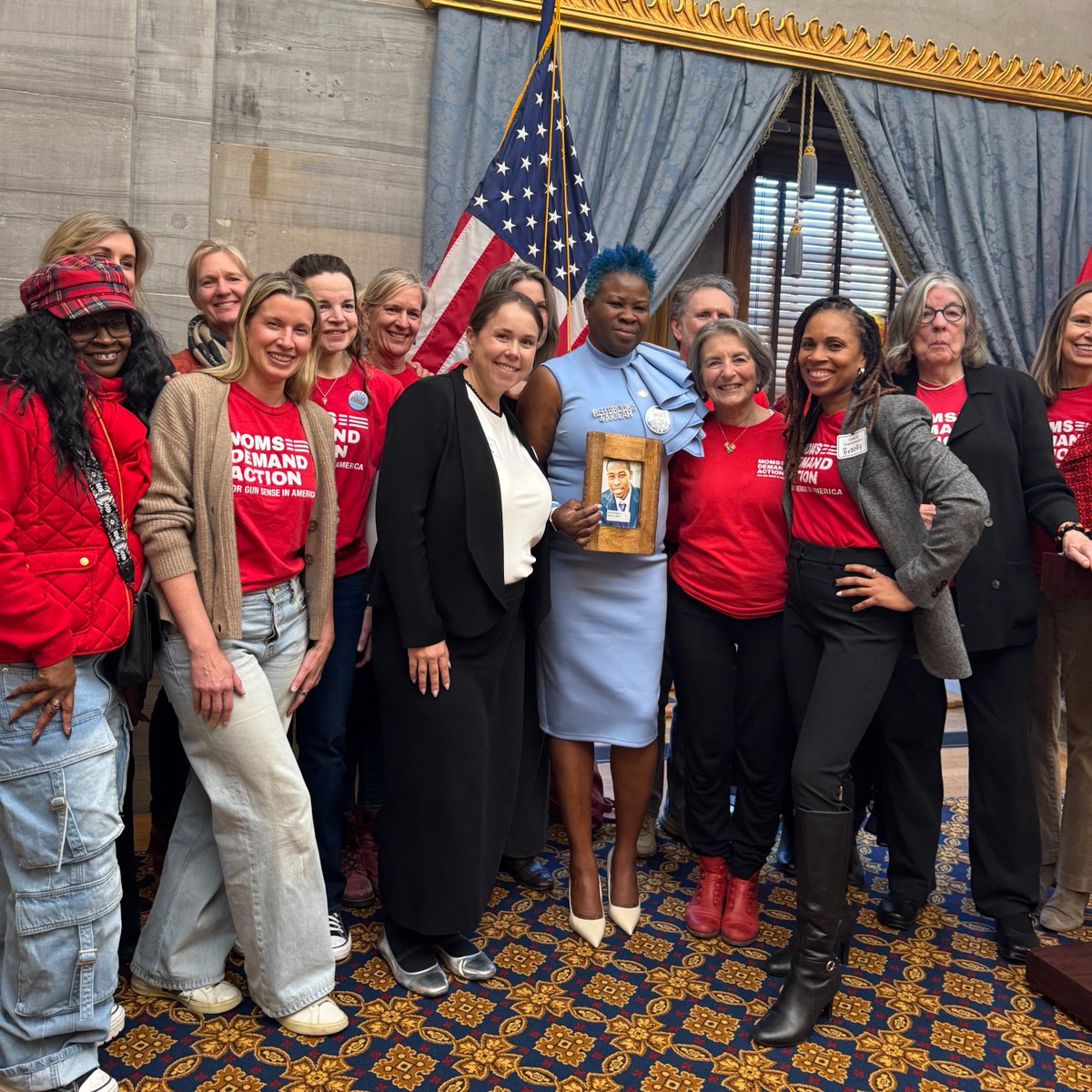 MomsDemand's tweet photo. Shaundelle Brooks ran for office in honor of her son, Akilah Dasilva, who was shot and killed in a horrific mass shooting at a Nashville Waffle House in 2018. This week, Shaundelle was sworn into the Tennessee House of Representatives, representing District 60!

We are in awe of survivors like Rep. Brooks who, through their pain, bravely step up to run for office and lead on this critical issue. Let’s express our appreciation and support by showing up for them! 

Learn more about Rep. Brooks and her journey: https://t.co/dzfPiYnS0t #DemandASeat @Natrixdreammom