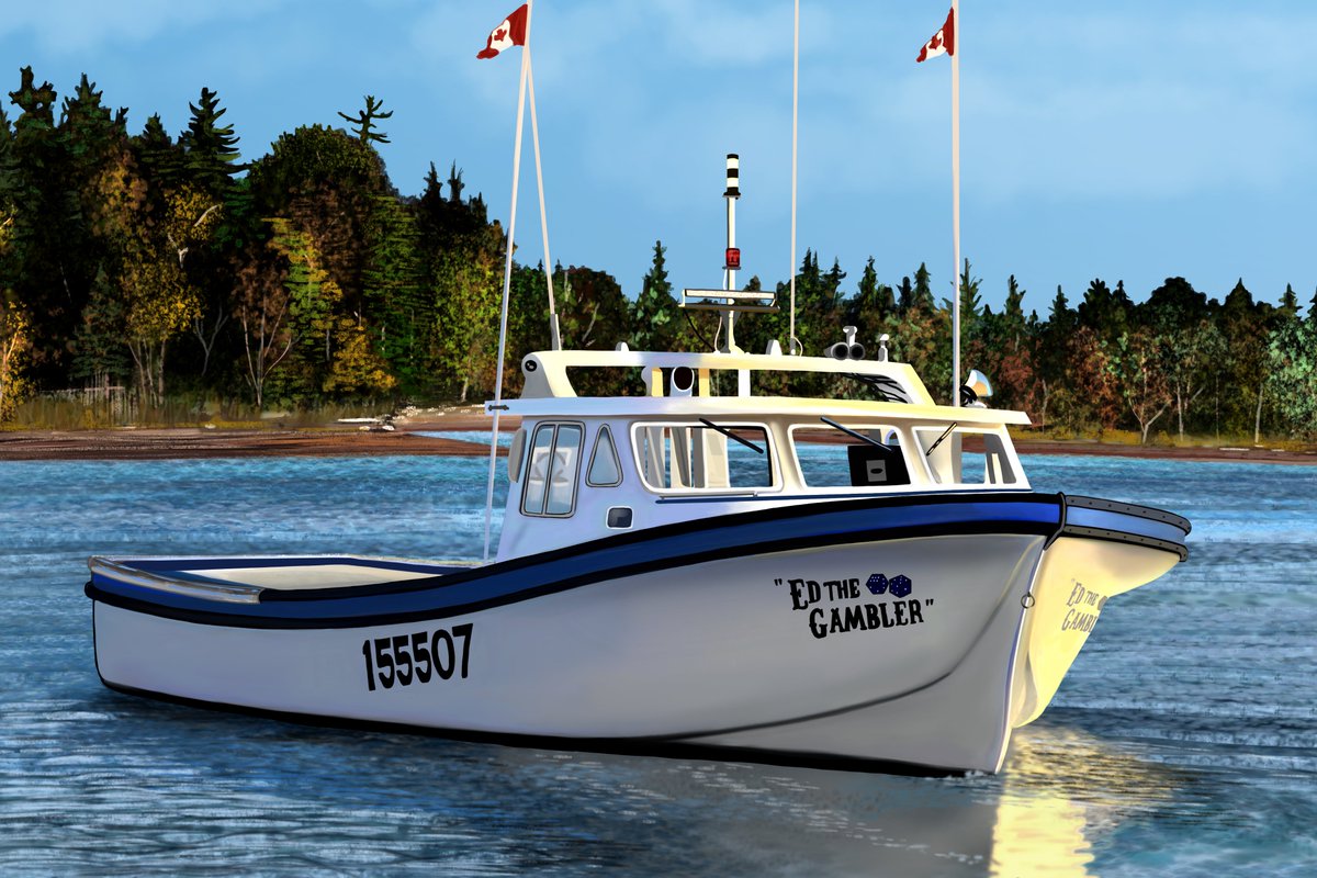 GrandARTchitect's tweet photo. Commission for Captain Edward Robertson.

You know you're from the Maritimes when your first commission is a lobster boat! :)

Ed THE Gambler : https://t.co/S9IododiVU