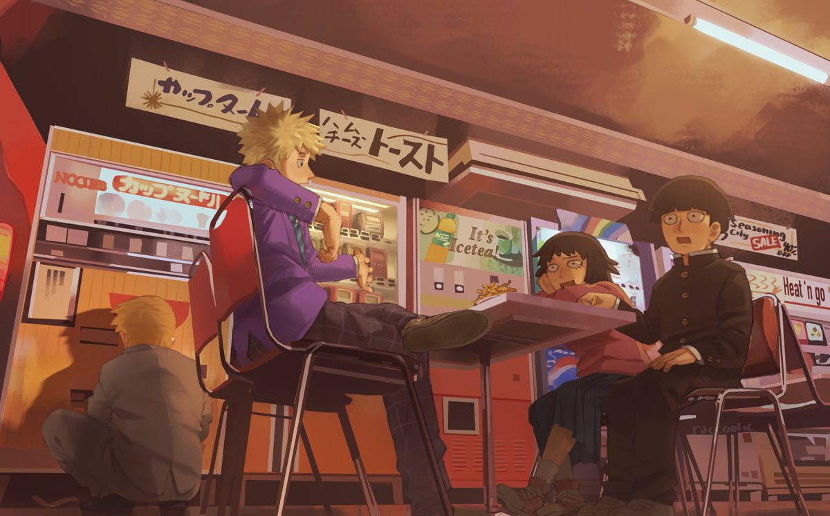 raccootic's tweet photo. One more before bed #mp100fanart #mobpsycho100 #reigenarataka #shigeokageyama https://t.co/K0MvTfFQCZ