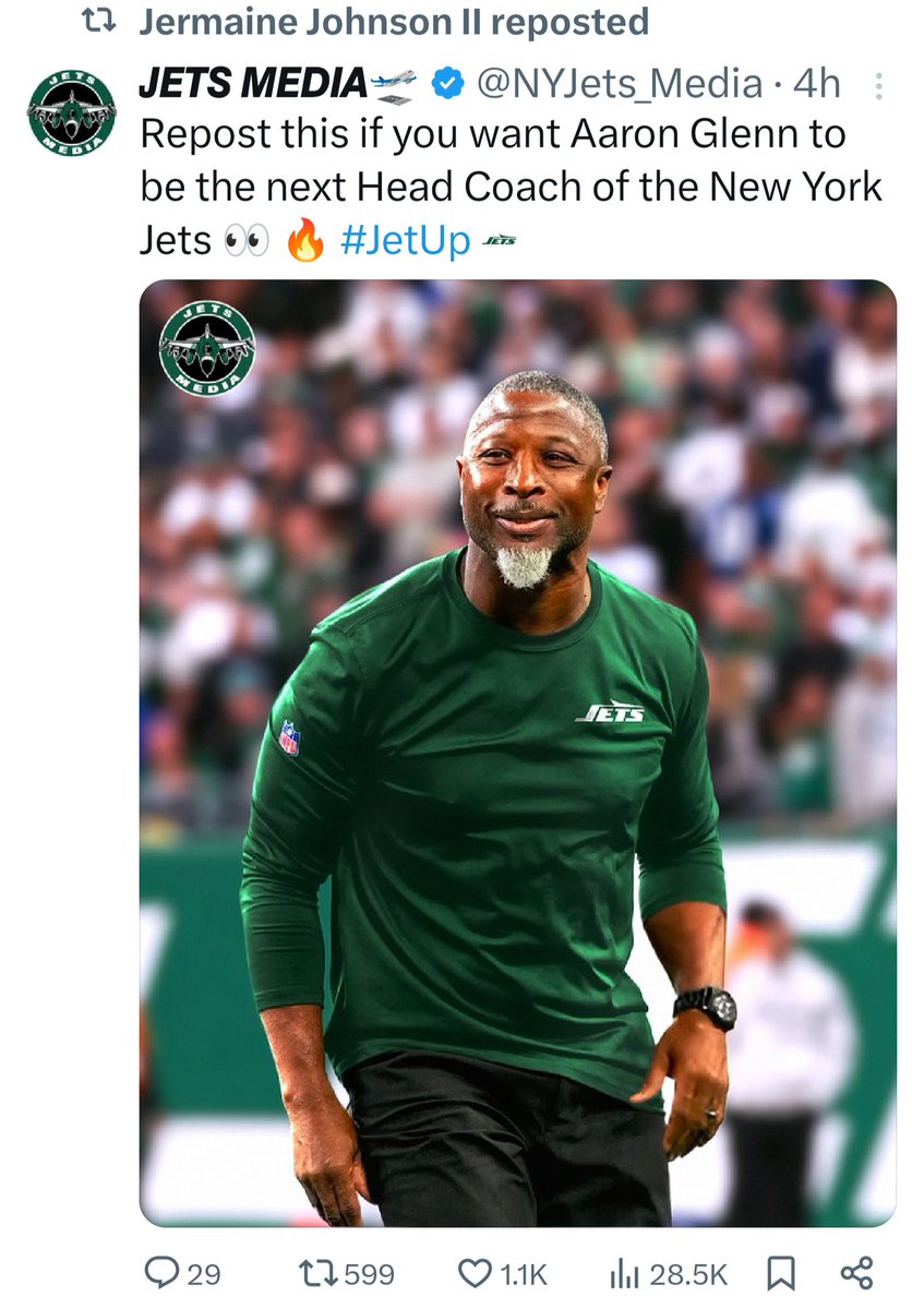 NYJetsTFMedia's tweet image. Jermaine Johnson wants Aaron Glenn to be our next HC❗👀🔥🔥

#Jets