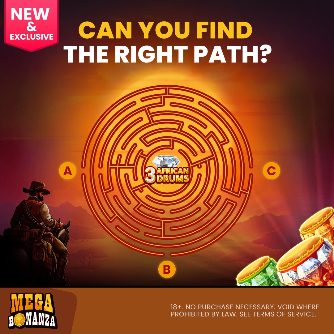 🎶 3 African Drums Maze Challenge! 🥁🔥
Feel the rhythm of adventure! Solve the maze &amp; drop your answer with #MegaBonanza for a chance to win 40K Gold Coins + 20 FREE Sweepstakes Coins! 🪙
Ends Jan 19th at 11:59 PM PT. 10 winners will be selected! 🎉 Terms on our website.
