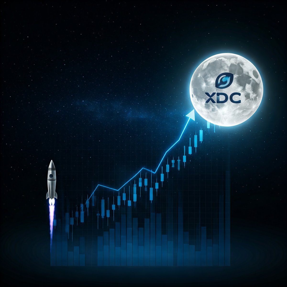 melchisck's tweet photo. "XDC is blasting off to the moon!  This bullish trend is undeniable. The future of crypto is bright. #XDC #cryptocurrency #bullish #tothemoon" https://t.co/nMHCkCi581