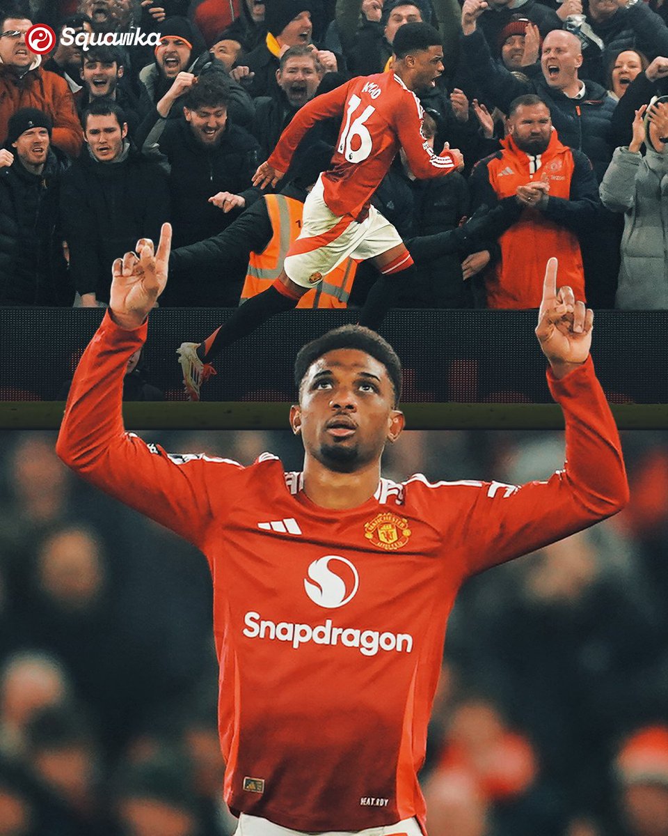 Squawka's tweet photo. What a season Amad is having...

Against Southampton, he registered his 12th Premier League goal involvement of the season (6G 6A), making him the first African player to register 10+ Premier League goal involvements in a single season for Manchester United.

He also scored his first career hat-trick, scoring in the 82nd, 90th and 94th minute - becoming the youngest Man Utd player (22y 189d) to score a Premier League hat-trick since Wayne Rooney (21y 4d).

His game by numbers vs Southampton: 

89 touches (most)
48/55 passes completed
16 touches in opp. box (most)
8x possession won
6 shots
4/5 take-ons completed
3 chances created
3 goals
1.43 xG

BALLER. 🔥
