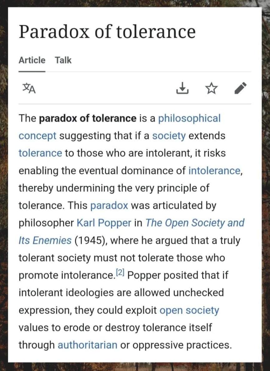 EastOfAZ's tweet photo. @TalbertSwan This is why they need to be called out, because if we are tolerant of their intolerance, we are will suffer.

The paradox of intolerance. https://t.co/7DjqgXGqTT