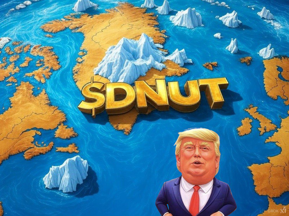 dnutsolana's tweet photo. Soon we will buy Greenland with $DNUT!  Fill your bags &amp; enjoy Donald’s Nut. https://t.co/ItfsMhdrmn