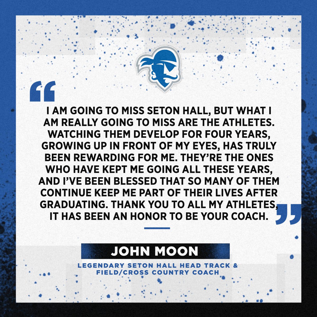 Seton Hall Athletics (@shuathletics) on Twitter photo Take a bow, coach Moon! 
The man who has mentored <a href="/SetonHall/">Seton Hall</a> student-athletes to incredible success over 53 years will be retiring at the end of June. Synonymous with excellence, Coach Moon developed champions, All-Americans and Olympians!
Full story: shupirates.com/news/2025/1/16… Take a bow, coach Moon! 
The man who has mentored <a href="/SetonHall/">Seton Hall</a> student-athletes to incredible success over 53 years will be retiring at the end of June. Synonymous with excellence, Coach Moon developed champions, All-Americans and Olympians!
Full story: shupirates.com/news/2025/1/16…