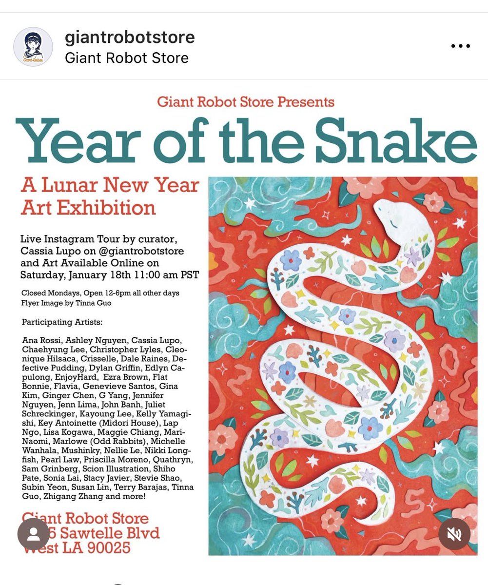 Nikki Lukas Longfish (@drawingnikki) on Twitter photo My “Miso Snake” acrylic painting & prints will be in the “Year of the Snake” art show at <a href="/giant_robot/">Giant Robot</a> Saturday! As an artist it’s easy to feel like we aren’t needed, but sometimes people need a break from this crazy world.
#yearofthesnake #lunarnewyear #snake #artshow #painting My “Miso Snake” acrylic painting & prints will be in the “Year of the Snake” art show at <a href="/giant_robot/">Giant Robot</a> Saturday! As an artist it’s easy to feel like we aren’t needed, but sometimes people need a break from this crazy world.
#yearofthesnake #lunarnewyear #snake #artshow #painting