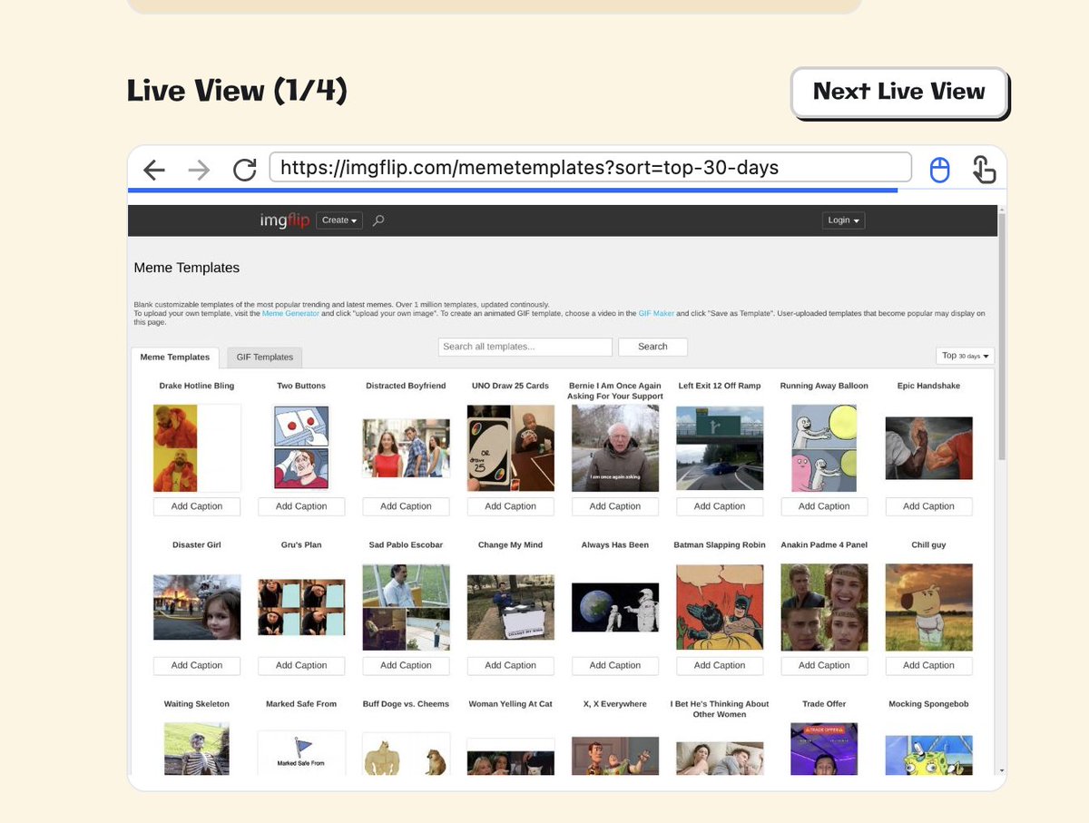 brainrot.run

You can literally see the agents live going to <a href="/imgflip/">imgflip</a> and building the meme; it's so satisfying