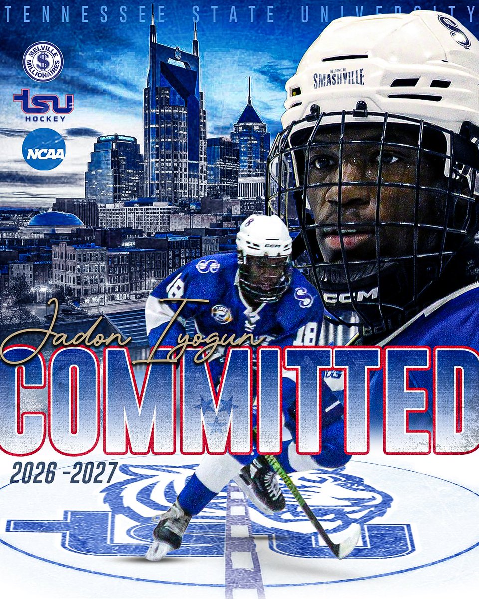 We are beyond excited to announce that forward Jadon Iyogun has committed to play <a href="/NCAA/">NCAA</a> Division I Hockey at <a href="/TSUTigersHockey/">Tennessee State Hockey</a>, for the 2026-2027 season. Nashville is welcoming an incredible young man and player to Music City!  

#GoTigers #MilsMafia #NCAA #TSUHockey