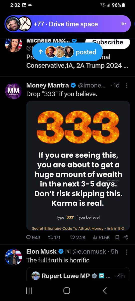 DeanDavis33's tweet image. 2️⃣:⁰2️⃣ 2️⃣ 2️⃣ 2️⃣ #FiveTwos 1️⃣
5️⃣5️⃣➰️1️⃣ ⁵¹.⁵➰️1️⃣1️⃣ 1️⃣ 1️⃣💥
#FiveOnes 5️⃣²⁰²⁴➰️8️⃣4️⃣⚡️3️⃣
⁹⁴³➰️7️⃣7️⃣7️⃣⚡️3️⃣3️⃣3️⃣3️⃣3️⃣3️⃣
3️⃣3️⃣3️⃣3️⃣3️⃣3️⃣ #TwelveThrees 
#AngelNumbers #SynChronicly