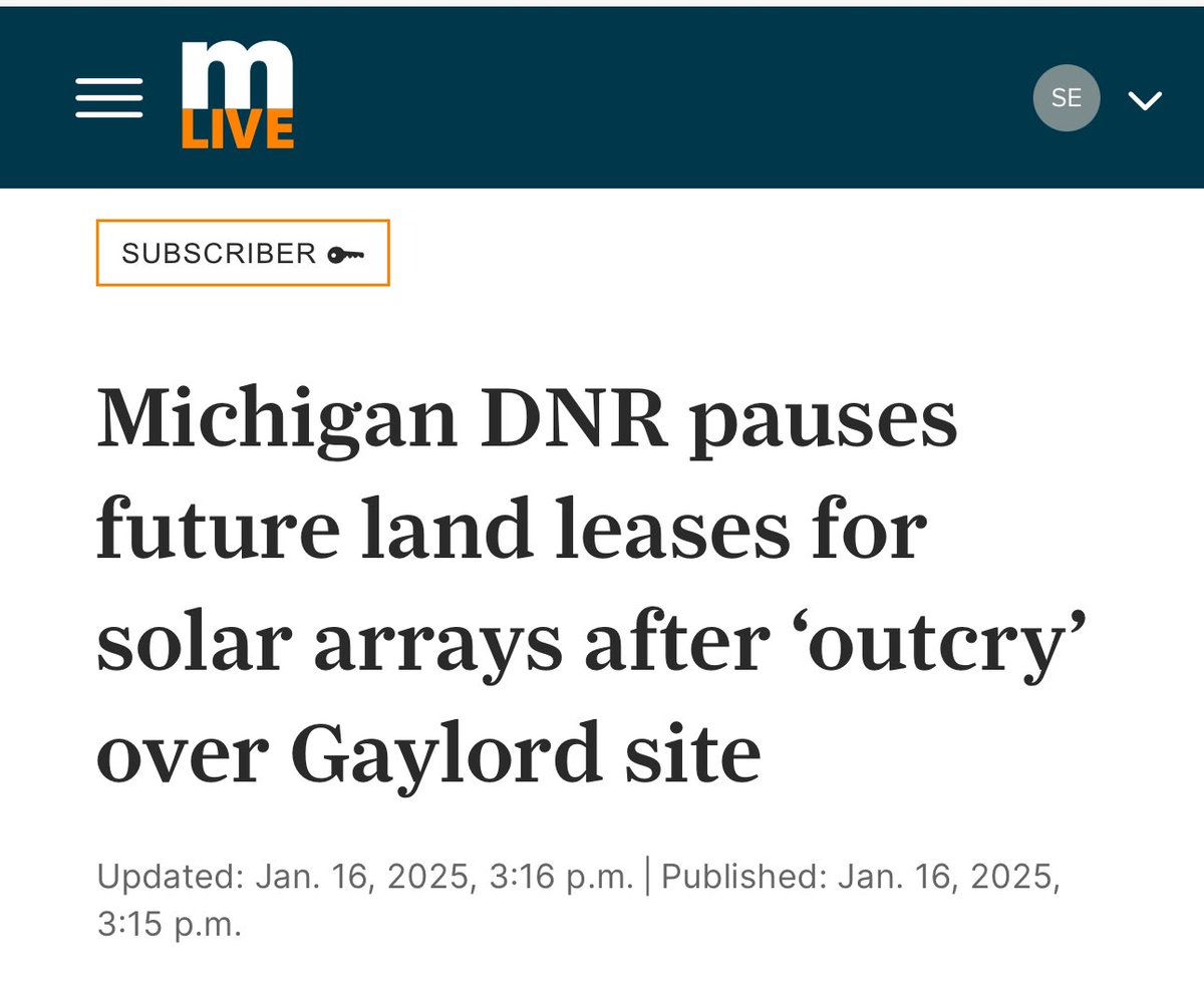 MeghanReckling's tweet photo. 🚨BREAKING: Michigan DNR pauses future leases of state owned land for solar projects!!! 

Our voices have been heard—for now. 

Thanks to our passion and activism, the MI DNR has hit pause on leasing state land to solar companies. While there’s still work to be done, this is a HUGE win for protecting our beautiful state parks.

Keep the momentum going because together, we’re making a difference!