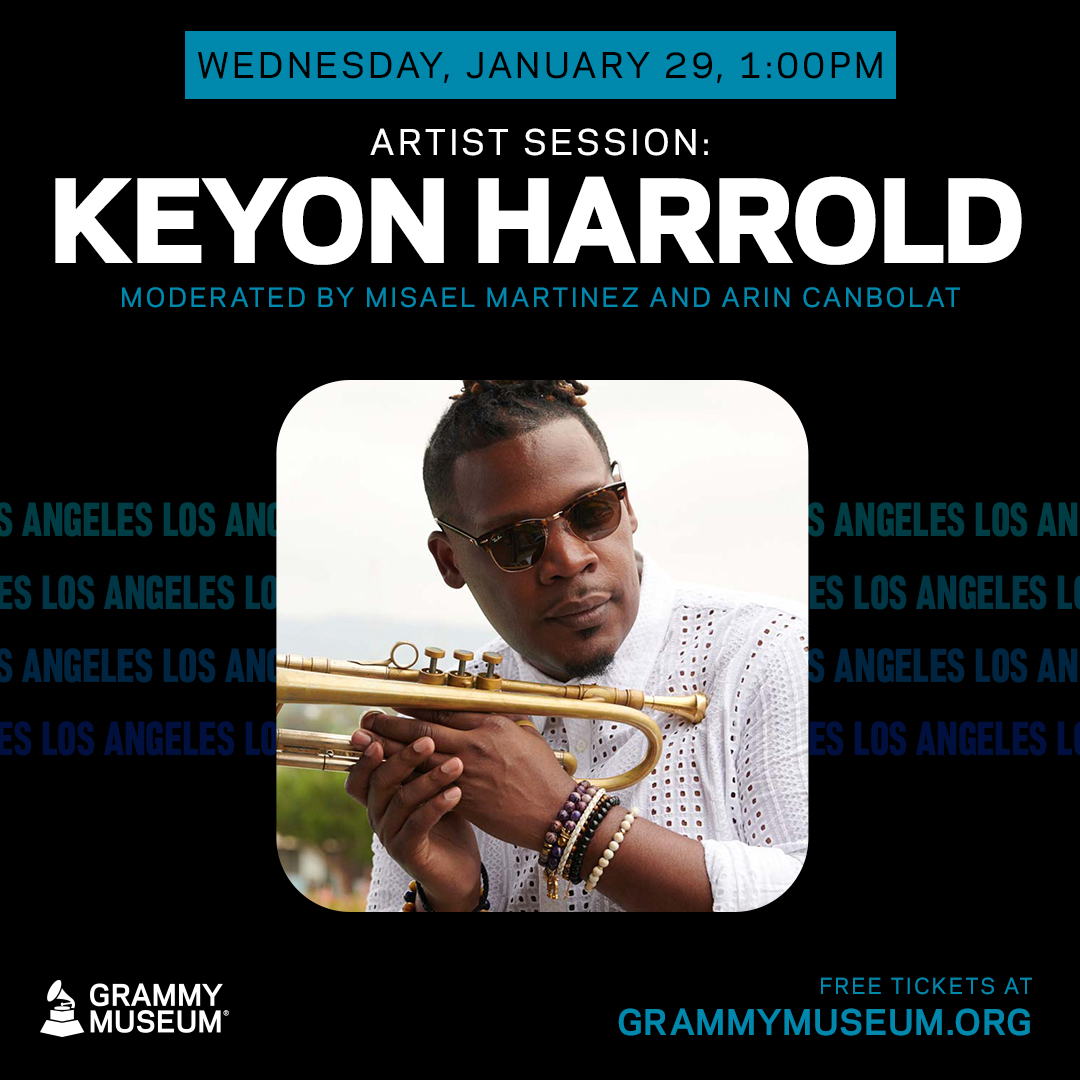 On Jan. 29, don't miss GRAMMY nominee &amp; trumpeter <a href="/keyonharrold/">Keyon Harrold</a>'s performance and interactive Q&amp;A, co-moderated by Arin Canbolat &amp; Misael Martinez, at the #GRAMMYMuseum. 🎺

FREE tickets: grm.my/4g1Jw4D