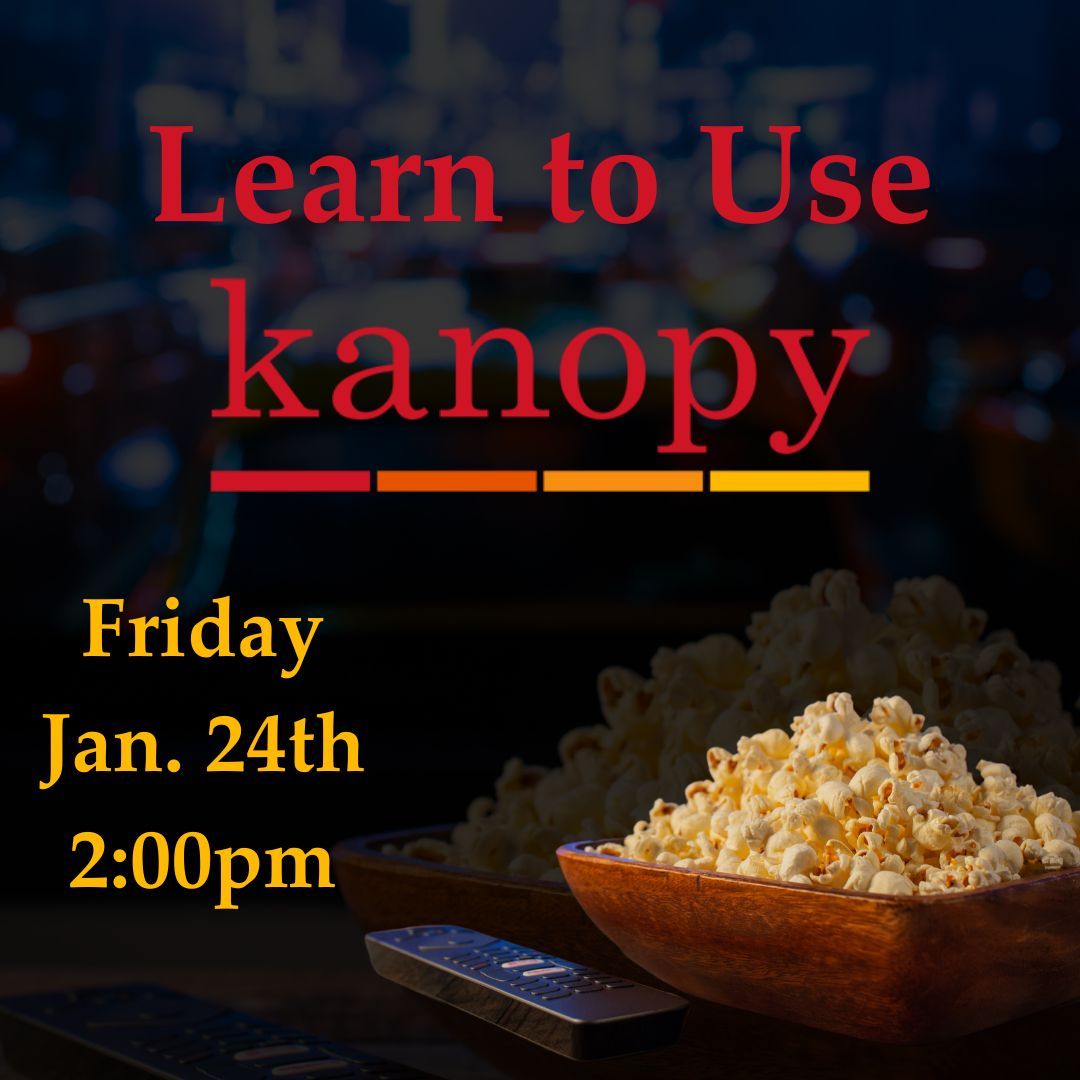 Just one more week to sign up for our Learn to Use Kanopy class. A Bedford library card is not required to attend the class, but please note that non-Bedford cardholders may not have access to Kanopy through their library.  Registration is required. #kanopy #streaming