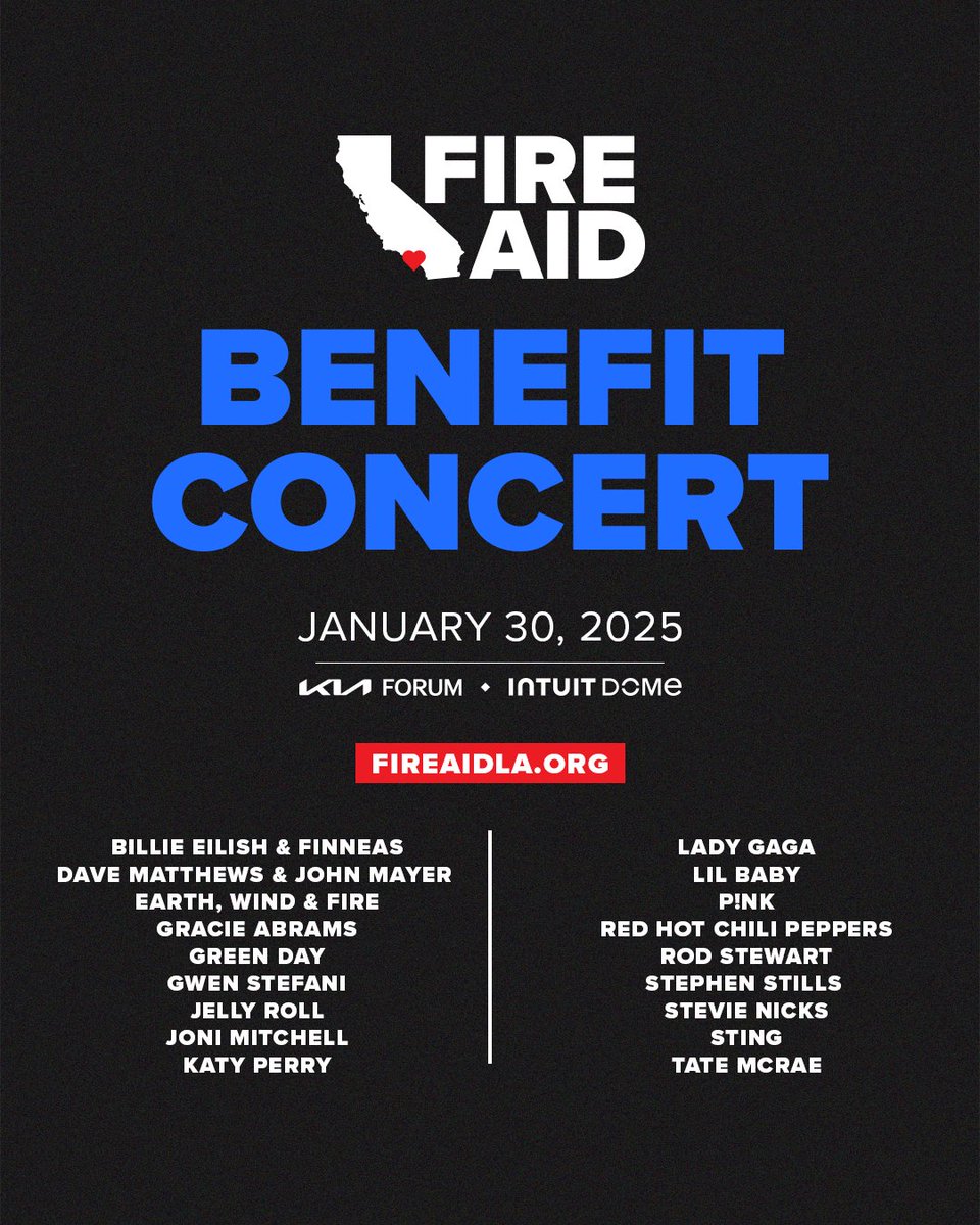 ChiliPeppers's tweet image. Tickets go on sale January 22 at noon PST. Donations can be made at fireaidla.org

*Contributions made to FireAid 501(c)(3) in connection with the FireAid benefit concert and other direct donations will be distributed under the advisement of the Annenberg Foundation and…