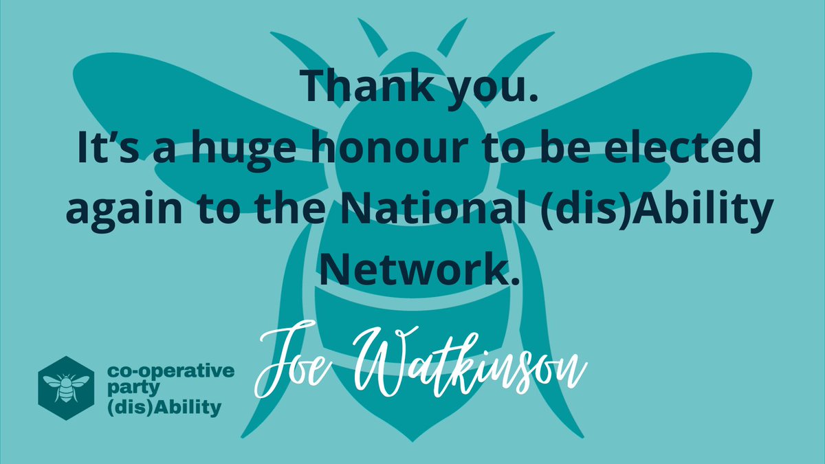 Joe Watkinson (@josephwatkinson) on Twitter photo Massive thank you to members, who have voted for me to serve on the <a href="/CoopDisability/">CoopPartyDisability</a> network for a 3rd term. I will continue to fight for every disabled member.
“Nothing about us, without us.”
<a href="/CoopParty/">Co-operative Party</a> #EqualityforAll Massive thank you to members, who have voted for me to serve on the <a href="/CoopDisability/">CoopPartyDisability</a> network for a 3rd term. I will continue to fight for every disabled member.
“Nothing about us, without us.”
<a href="/CoopParty/">Co-operative Party</a> #EqualityforAll