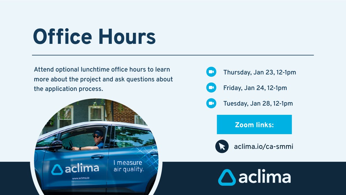 Aclima's seeking organizations to lead local engagement for the California Air Resources Board's Statewide Mobile Monitoring Initiative in 64 California communities
📷 Up to $30K/community
📷 Apply by Feb 5 (rolling review)
📷 Details &amp; office hours links: aclima.org/ca-smmi