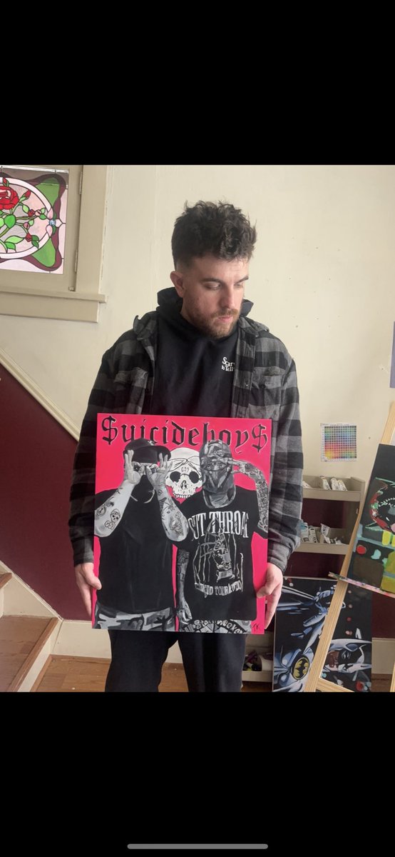 tkaleart's tweet photo. Painting I did of @SUICIDEBOYS @SuicideChrist @suicideLEOPARD 

#suicideboys #$uicideboy$ #art #portraitart #portraitartist #hiphopart #ruby #scrim https://t.co/C0Vsp2TVUX