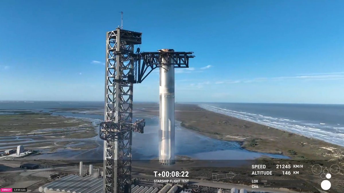 2e fois sur #Mechazilla. Toujours aussi ouf ...
Par contre, le Starship ....
#Spacex