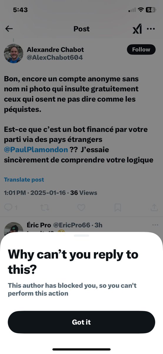 J’adore être bloqué dans ces circonstances! C’est gratifiant à souhait de se faire clouer le bec ainsi parce que l’autre a singulièrement manqué d’arguments!