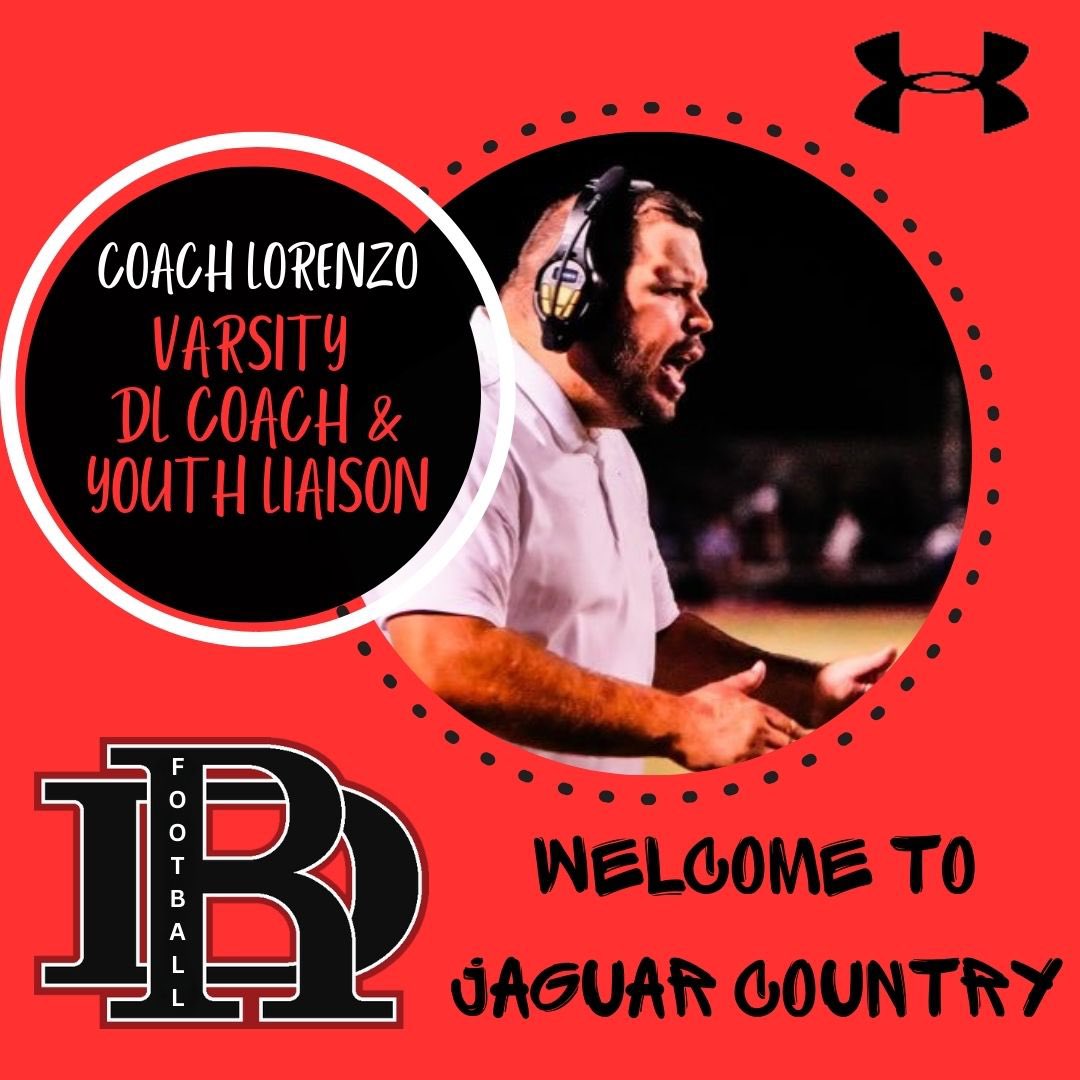 We want to welcome Coach Lorenzo to the Jaguar Family. He has been coaching football at different levels for the last 14 years. He is also the President of Gilbert Chandler Youth Football &amp; Cheer program. When he is not coaching he loves to golf and spend time with his family.