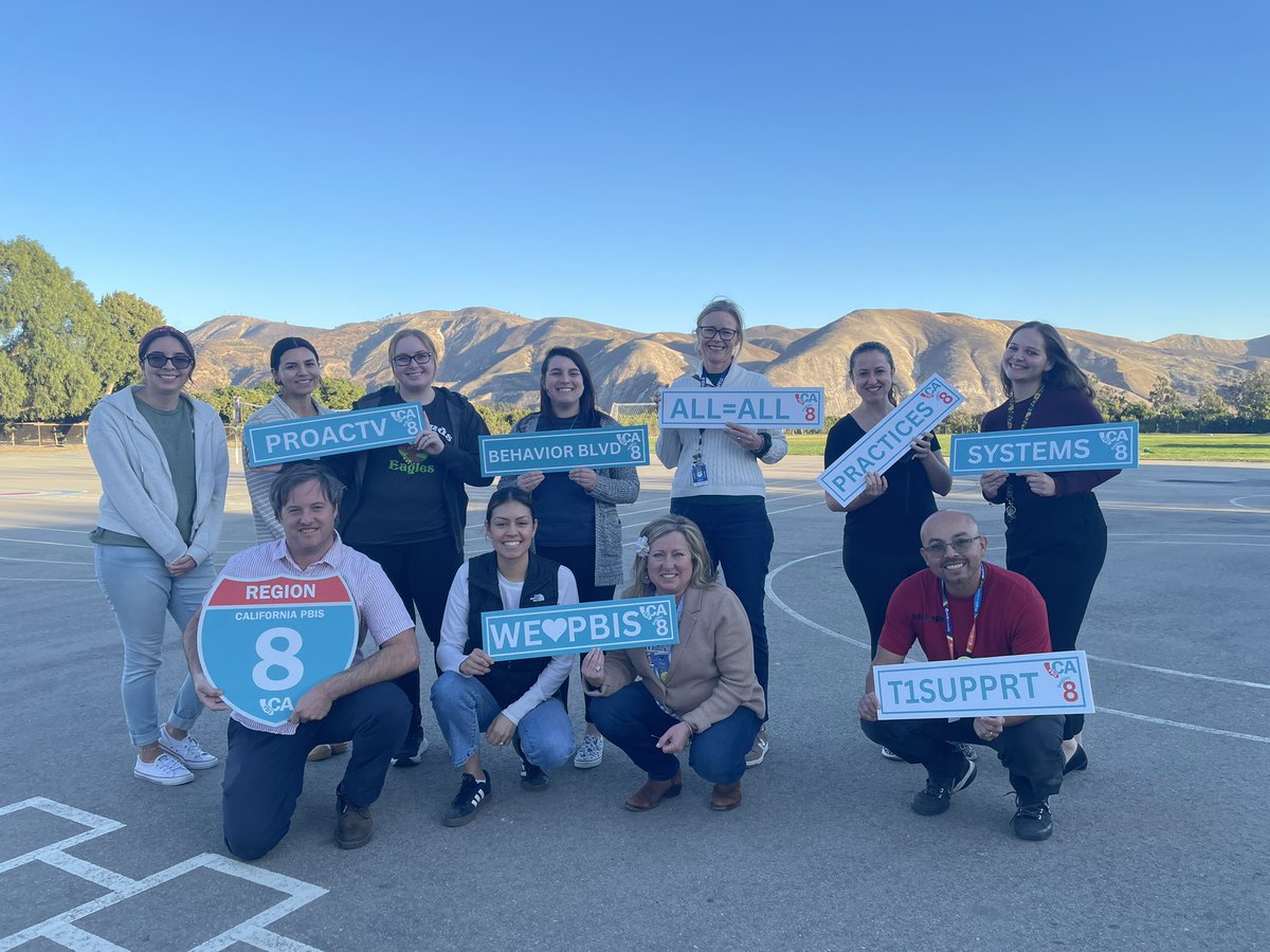 LuisGarciaSSW's tweet photo. Briggs and Olivelands School PBIS Teams from Ventura County #Region8 showing out as they completed Tier I Team Training #CAPBIS And no, that is not a green screen as a background that is their daily playground view! ⛰️ #KCSOSProud https://t.co/79pBu23fLL