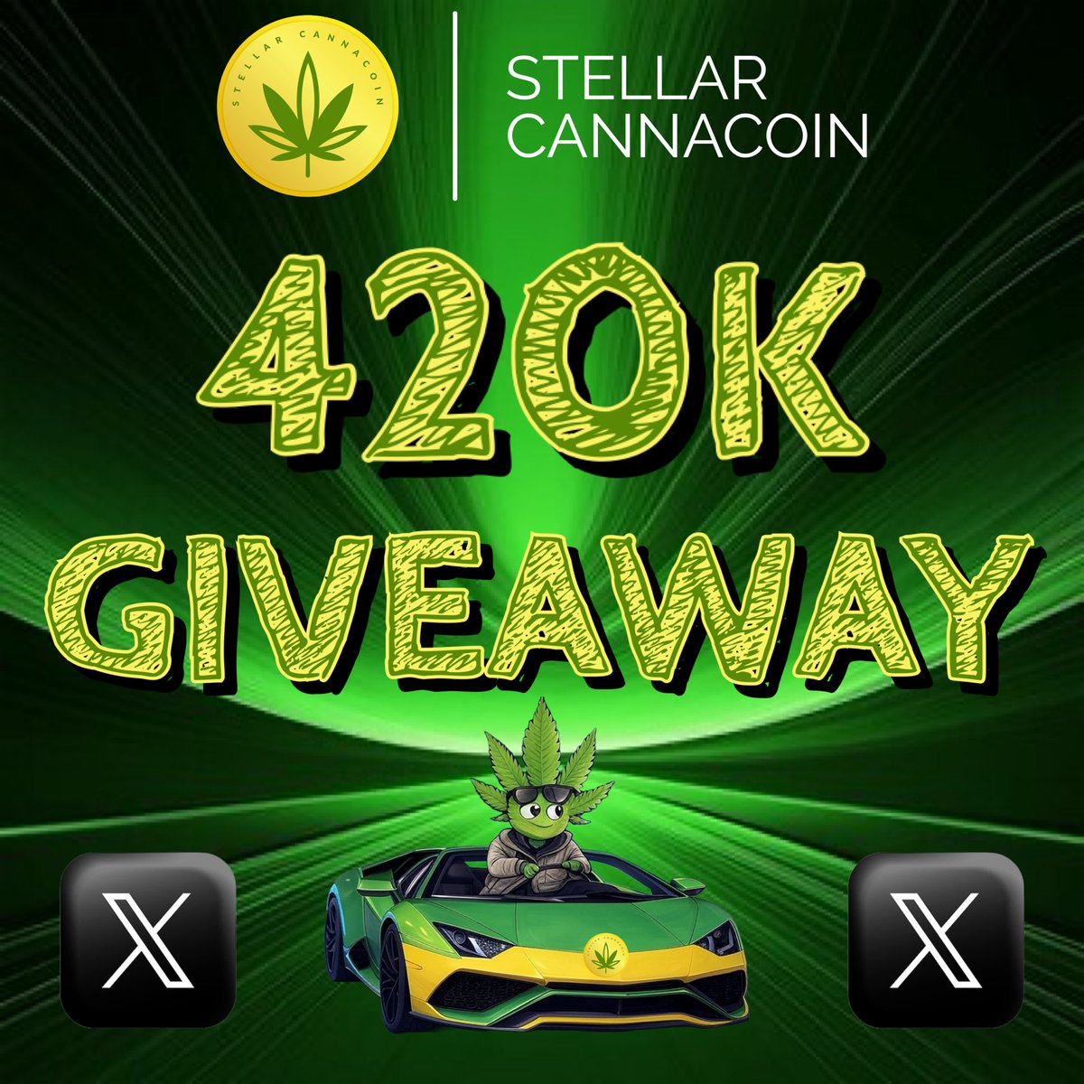 🚨 420K $CANNA GIVEAWAY! 🎉

We’re giving away 5 prizes of 420k $CANNA (worth ~$25 each) right here on X! 💰

How to enter:
1️⃣ Follow us
2️⃣ Like this post
3️⃣ Retweet it
4️⃣ Comment your Stellar address

🗓️ Entry deadline: Jan 25th

Don’t miss your chance to win BIG!

#Crypto