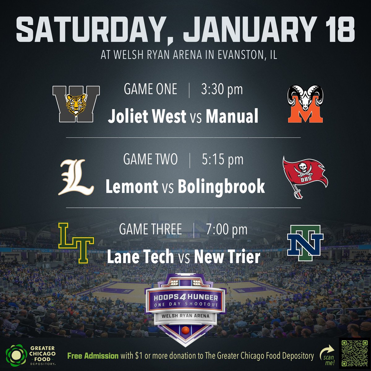 Admission for this event is FREE! We hope to see you this Saturday at Northwestern as we take on ranked New Trier!