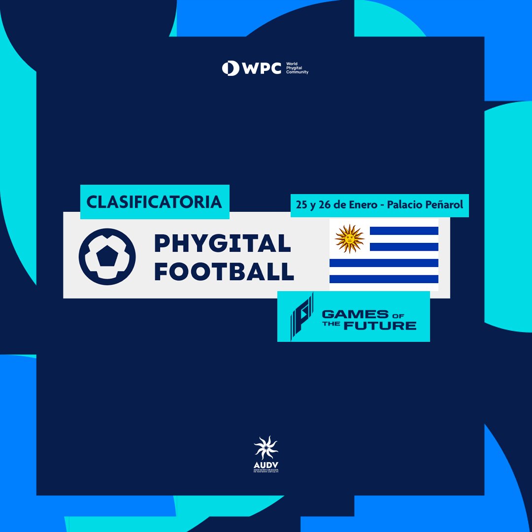 Asociación Uruguaya de Deportes Virtuales (@audvesports) on Twitter photo Torneo Phygital Fútbol Uruguay – clasificatorias <a href="/officialgotf/">The Games of the Future Official</a> 🏆 ⚽️ 🎮 #GamesOfTheFuture2025
🗓️ 25 y 26 de enero
📍 Palacio Peñarol
🕛 Desde las 14:00 HS
📺 Transmisión en vivo
8⃣ equipos de Phygital Fútbol en busca de comenzar su camino a los Game of the Future 2025 en Torneo Phygital Fútbol Uruguay – clasificatorias <a href="/officialgotf/">The Games of the Future Official</a> 🏆 ⚽️ 🎮 #GamesOfTheFuture2025
🗓️ 25 y 26 de enero
📍 Palacio Peñarol
🕛 Desde las 14:00 HS
📺 Transmisión en vivo
8⃣ equipos de Phygital Fútbol en busca de comenzar su camino a los Game of the Future 2025 en