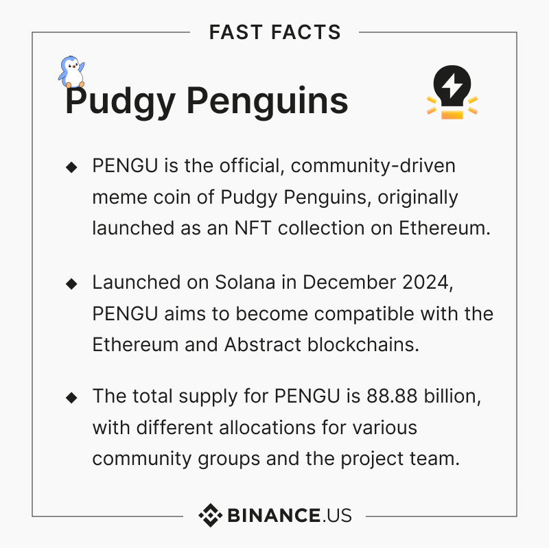 BinanceUS's tweet photo. Slide into $PENGU, our newest listing, with this week's fast facts https://t.co/cT4EXNuY8h
