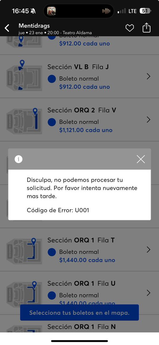 Estoy tratando de comprar unos boletos en <a href="/Ticketmaster_Me/">Ticketmaster México</a> y su página no me deja me marca error