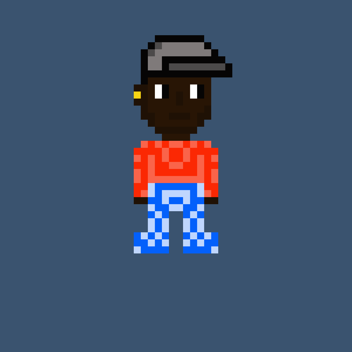 Pixorm's tweet image. 🌟 Introducing another unique creation from Pixorm! 🌟
This character radiates coolness and confidence with a sleek hat, vibrant red top, and striking blue pants. 🕶️ The bold style represents the dynamic energy of our pixelated universe!
🎨 Dive into the Pixorm collection and…