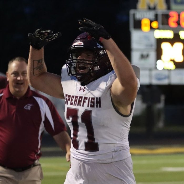 Class of 2026 Player Spotlight
Asher Peil #71 
6”0 260lb OL/DL
(Spearfish HS) 

Peil is certainly one of the strongest linemen to come out of western SD in a while. I personally see him as an interior
O-lineman in college. He certainly could be another #WestRiverFB guy going D1.