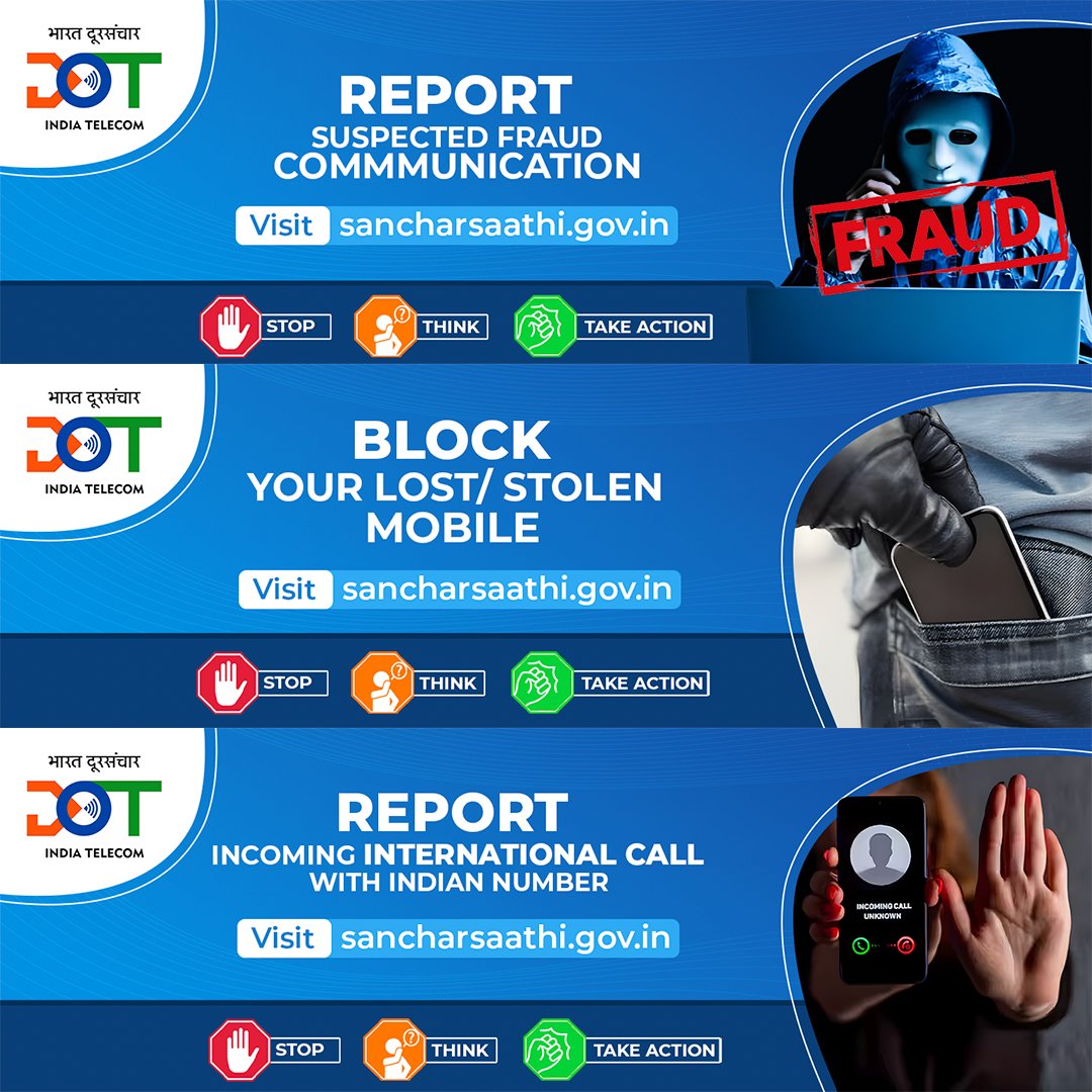 Secure your mobile connection, block stolen phones and report spam on your phone. To ensure digital safety log on to sancharsaathi.gov.in