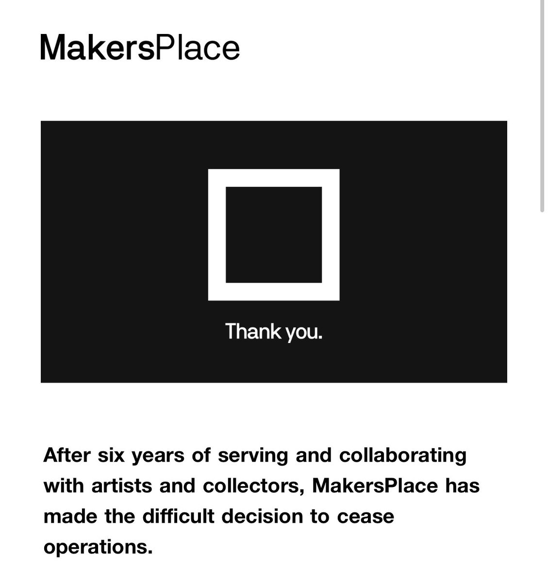 dimu_io's tweet photo. 🚨 MakersPlace Shuts Down After 6 Years
#makersplace , a digital art platform, is closing due to market challenges and funding difficulties.
Key changes:
- Minting, token imports, and new account creation are halted immediately.
- Art purchases continue for now.
- Artists must transfer works to personal wallets by June 2025.
- Refunds will be issued to investors, and employees will receive fair severance.
- #Ethereum -based #NFTs remain accessible on secondary markets.
Digital artist @beeple expressed regret over the closure, thanking MakersPlace for its impact on digital art and his career. 🎨💔
#DigitalArt #Crypto