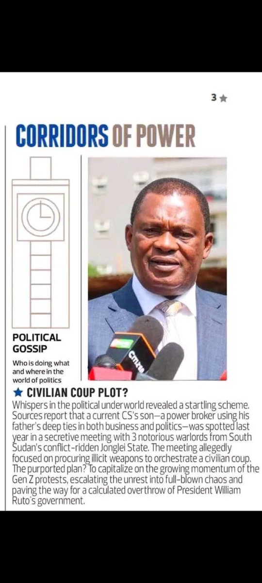 AokoOtieno_'s tweet photo. Guten morgen? 

How do you prefer your caffeine? Dark, with sucrose, Dairy or plain?

Okay, here you go!

April 2024! General Ogolla is offed. Mutiny brews assiduously in the military,

To make matters worse, in May, through Duale's influence, Ruto appoints Fatuma Ahmed as commander of Kenya Airforce 

Jeshi ika jam zaidi. We were busy celebrating that a woman and a Muslim has been elevated 

We didn't ask questions. 1. Woman has no flight hours, so why her to lead AIR force? Nikama uweke court clerk a Magistrate 

Whom would her position benefit? Look at the responsibilities of an Airforce Commander, jibu iko hapo but hold it, I'll come back with that 

It's tied to Kasongo's Dubai visit juzi 

June 25th, Gen Z uprising reaches its zenith. Kasongo is shitting dung like a cornered warthog 

This end of the swamp waddles the Crocs (Military), the other side is teeming with (Lions) miffed Youth 

Both wamemkataa. JB Muturi is the Attorney General. Kasongo and Duale, then CS Defense begs him as the legal seal holder of the Executive, to sanction Martial Law. JB refused 

Ilipata kama 22nd, three days to the FAMOUS June 25th, his son had been abducted by ATPU, wale walishika Kipembe 

Leslie is just a drunk wash wash, but harmless 

That's why akina Sudi, Cheruiyot etc keep insisting it was a Coup. Coz Muturi refused to cooperate and he was in touch with Gachagua 

He went ahead to resign in August 

Ruto goes to Museveni, wailing like a bereaved new bride. Ssebo advises him to reach out to Raila. The handshake btwn Raila and Ruto was brokered by Museveni himself in Mbarara, Uganda 

Hapo ndio Ruto was given those UG commandos terrorizing us. Ndio Raila gave him that bald woman to replace Muturi as AG, and then Kasongo made Bae Defense CS 

Hadi hapo are we together? Any Kweshen? Good 

Meza hiyo, narudi. Meanwhile, ona vitu Gafment tabloid called the Star wana andika!