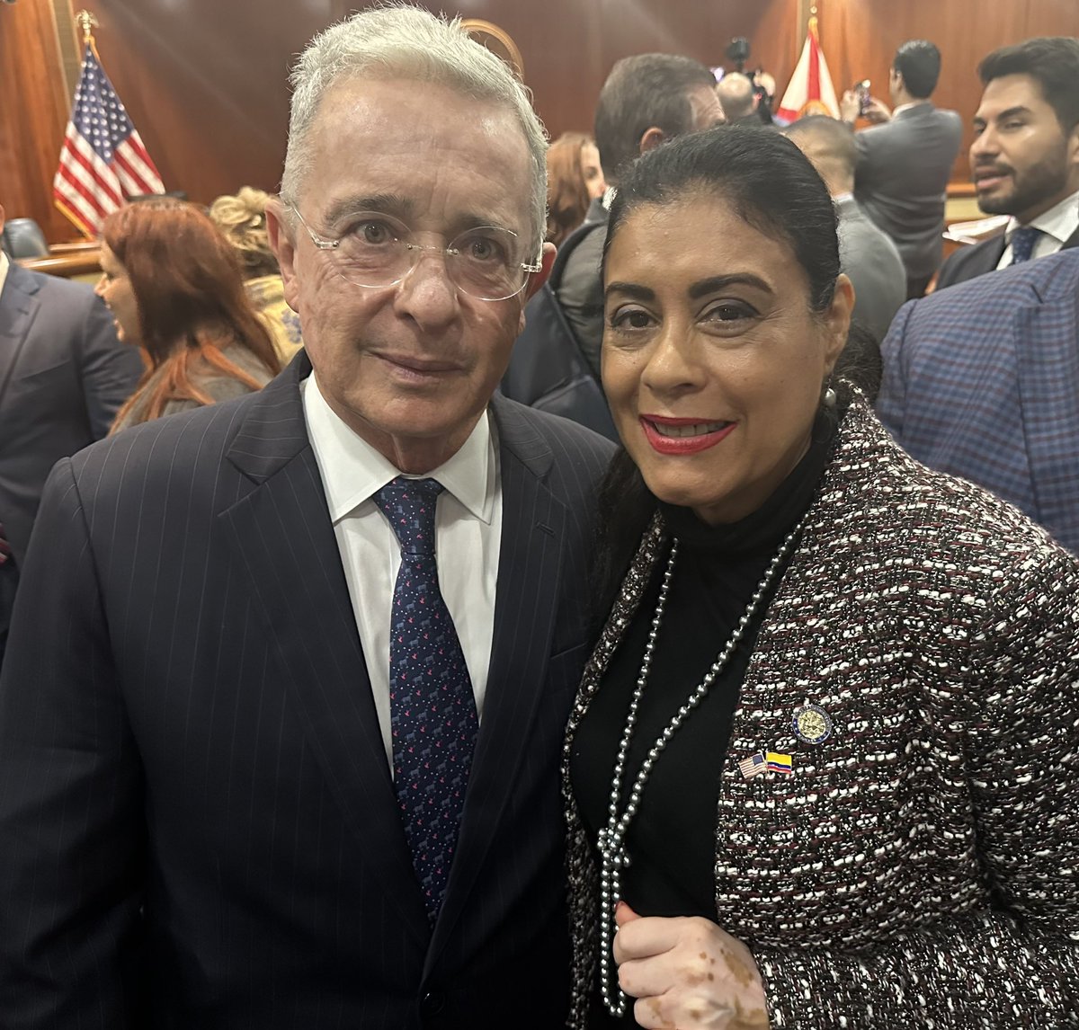 RepDaisyMorales's tweet photo. It is a pleasure to meet with President @AlvaroUribeVel and share the same vision of defending Democracy and Freedoms in our hemisphere. Gracias Presidente! 🇺🇸🫱🏻‍🫲🏼🇨🇴. https://t.co/4O7UsXXpVJ