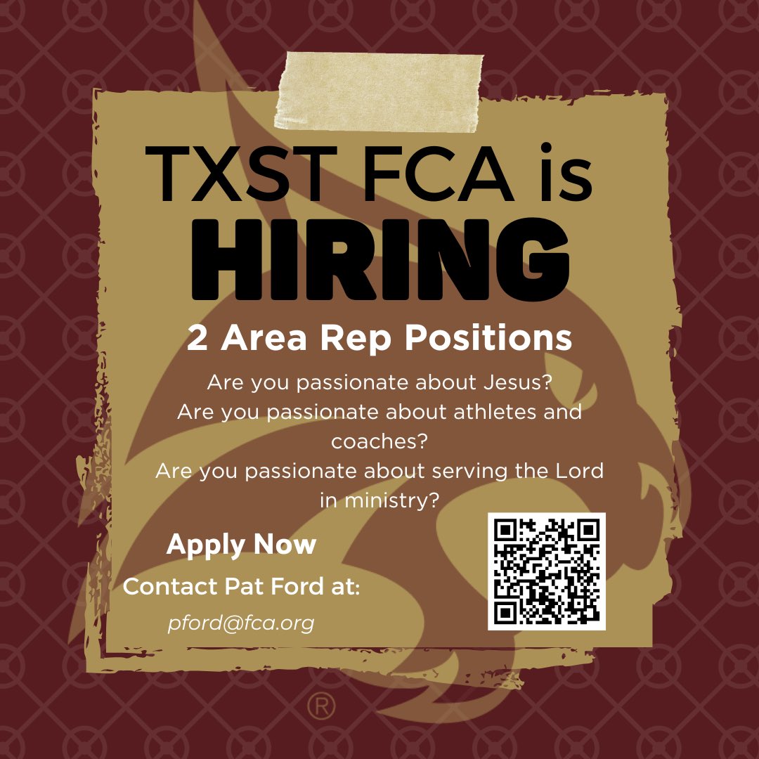 Who do you know?  God is on the move. Come join us ⁦<a href="/TXSTFCA/">Texas State Bobcat FCA</a>⁩