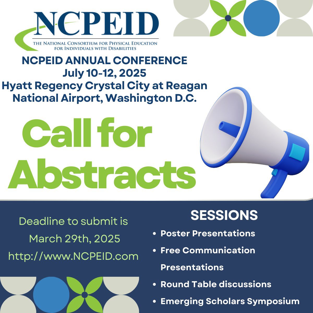 #APE365Project I am a proud Lifetime Member of #NCPEID; served on t Board &amp; presented at the conference across many years. This may be an event of interest especially targeting our #AdaptedPhysicalEducationSpecialists &amp; other #movement based professionals. Call for abstracts!