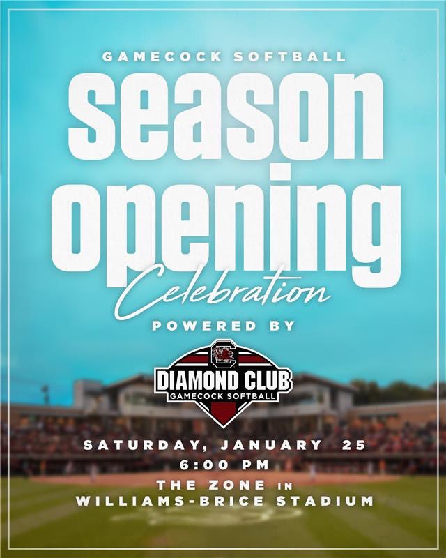 Get your tickets today so you can join me at our <a href="/GamecockSoftbll/">South Carolina Softball</a> Season Opening Celebration on January 25!

🎟️ bit.ly/3BR3UaC

#Gamecocks | #ForeverToThee
