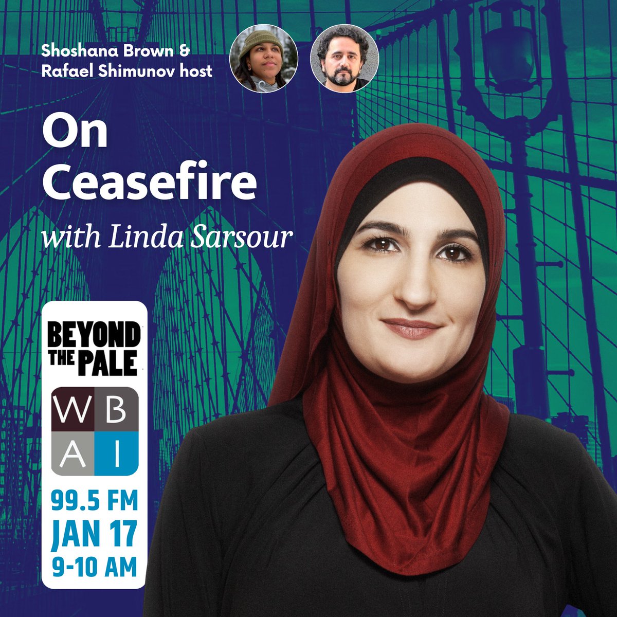 9AM Friday: 

We're talking ceasefire with Linda Sarsour on 99.5 FM in New York 9AM and streaming on WBAI.org