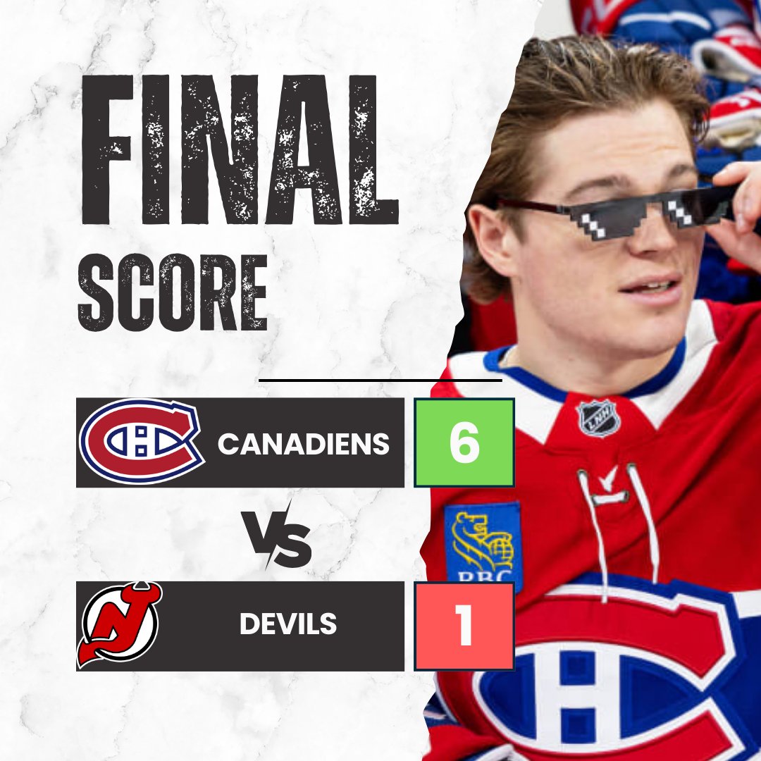 PHLHKY's tweet photo. Canadiens storm the Devils, 6-1! https://t.co/GO0I6icnLy