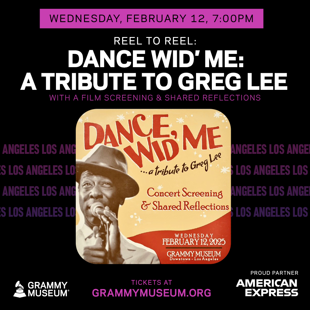 On Feb. 12, the #GRAMMYMuseum will host a screening of 'Dance Wid' Me: A Tribute to Greg Lee'. 🎥

Greg's friends &amp; fellow musicians from LA's historic Ska scene will also share their reflection in his memory.

General admission tickets are now available: grm.my/4gN7y4p