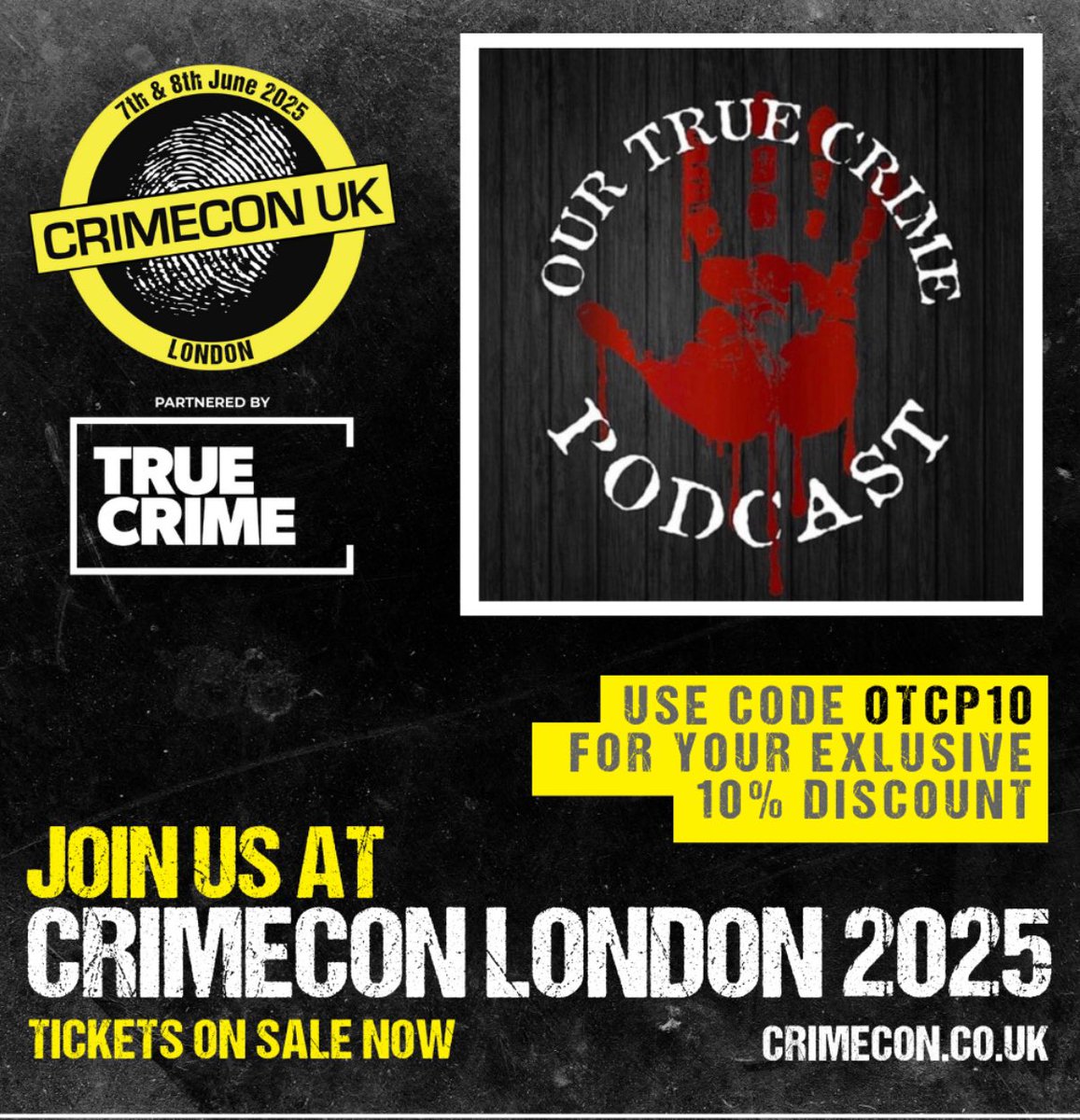We are thrilled to announce that while we are in London this summer, we will be attending <a href="/crimecon_uk/">CrimeCon UK</a>! We’d love it if you would join us. We want to meet you!
Head to CrimeConUK.co.uk to get your tickets. If you use code OTPC10, you’ll get 10% off! 
Can’t wait to see you!