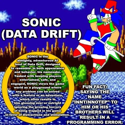 VelaDaTanager's tweet photo. I got a ref for SONIC, one of the 3 exes in the DriftVerse (one of my new universes; doc incoming). Thanks to @artsygussy for drawing this fella!
#execommunity #sonicexe #exeoc #datadrift https://t.co/X4pmWLRYPn