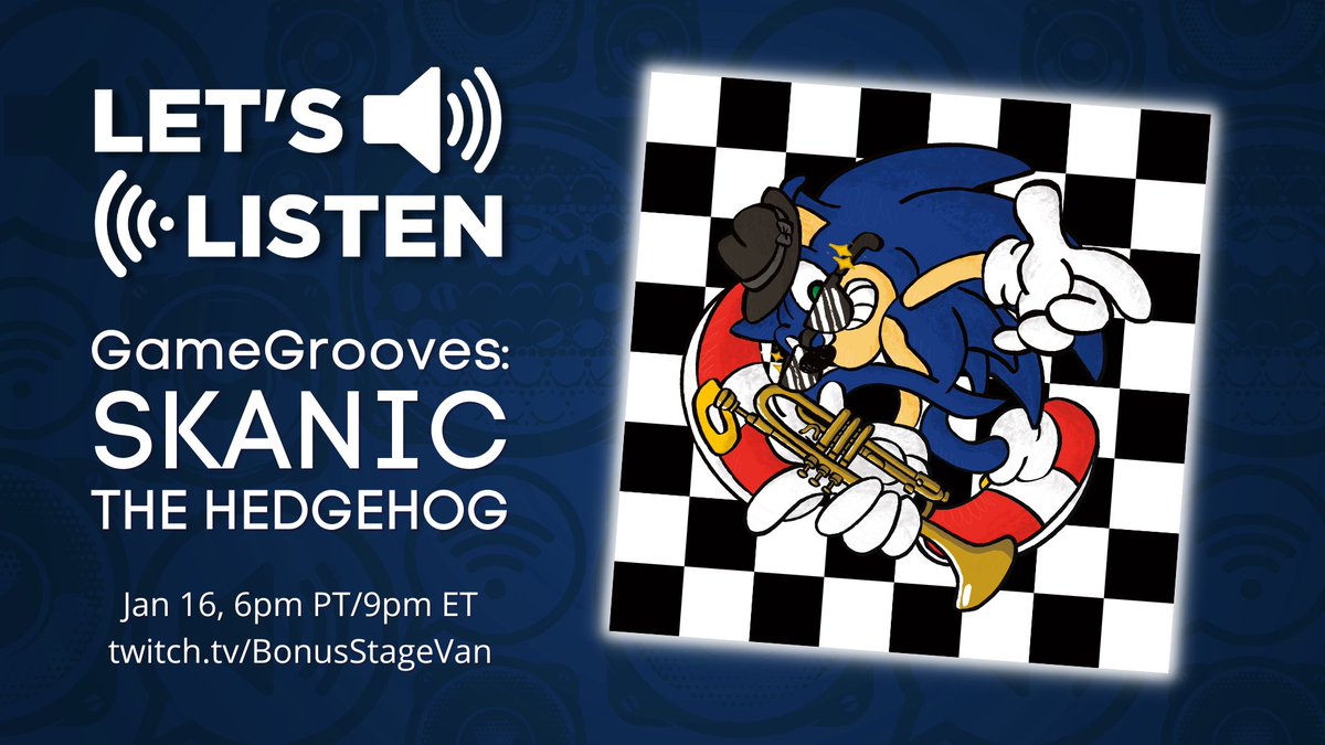 GameGrooves (@gamegrooves) on Twitter photo Gotta skank fast! Our Skanic the Hedgehog listening party hosted by Josh of <a href="/BonusStageVan/">Bonus Stage</a> starts in just one hour at 6 pm PT / 9 pm ET over on the Bonus Stage Twitch channel. Hope to see you there!
#ska #SonicTheHedgehog Gotta skank fast! Our Skanic the Hedgehog listening party hosted by Josh of <a href="/BonusStageVan/">Bonus Stage</a> starts in just one hour at 6 pm PT / 9 pm ET over on the Bonus Stage Twitch channel. Hope to see you there!
#ska #SonicTheHedgehog