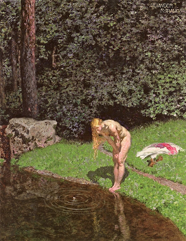 aDose_of_Art's tweet photo. At the Pond by Alexander Rothaug (Austrian: 1870-1946).