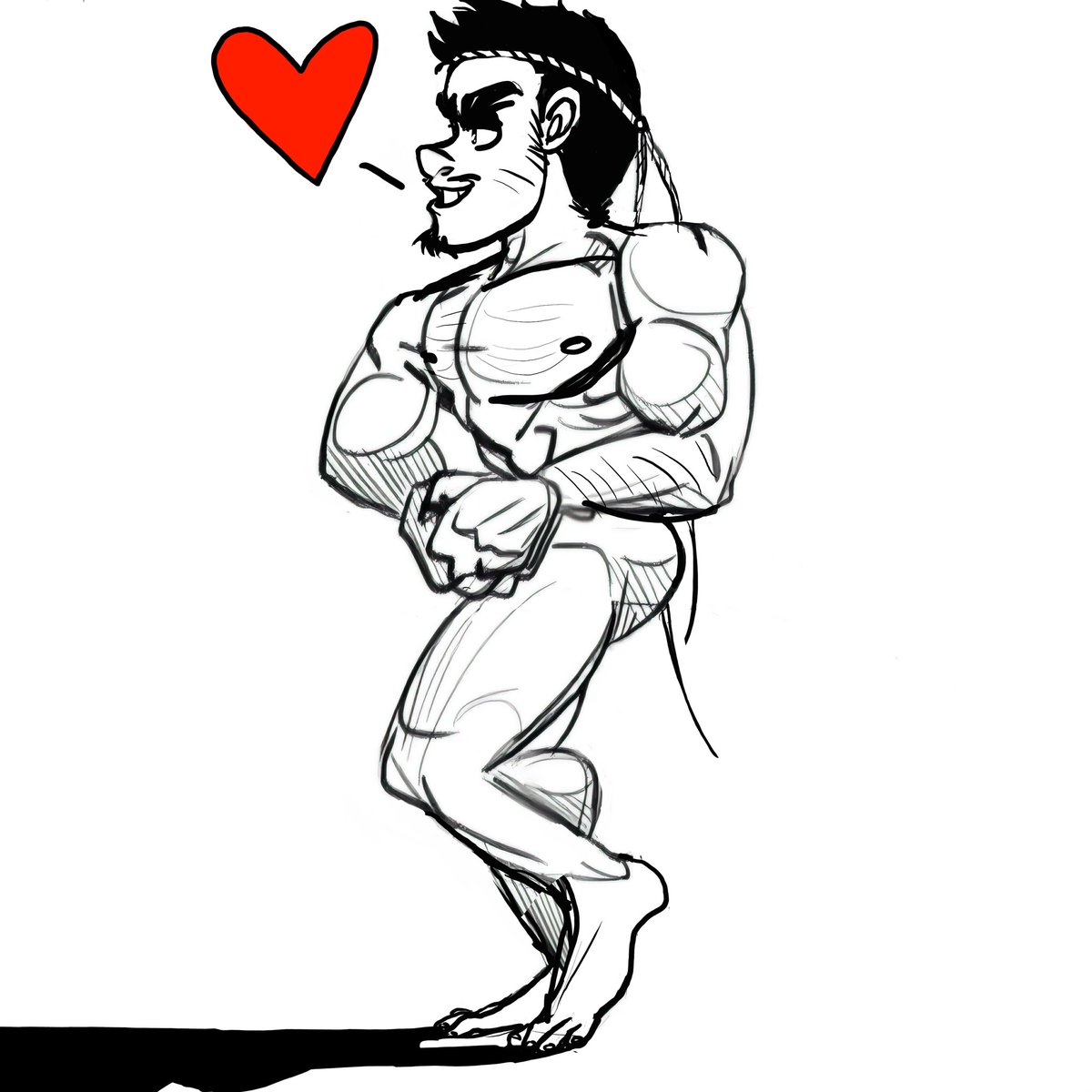 Neoswarm1's tweet photo. Redo of an old drawing. He's pretty cocky and macho. #bara #bodybuilder  #muscle #digitalart #hunk https://t.co/TMDaYz03AZ
