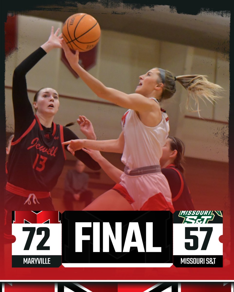 MaryvilleSaints's tweet photo. 🏀A winner and a near triple-double at Missouri S&amp;T for @MaryvilleWBB!

Gracie Stugart finished with 14 points, 16 rebounds and eight assists as the Saints downed the Lady Miners 72-57. Lindsey Schadewalt paced four players in double figures with 20.
🐾🏀#BigRedM #GLVCwbb https://t.co/OWUY5ixmqn